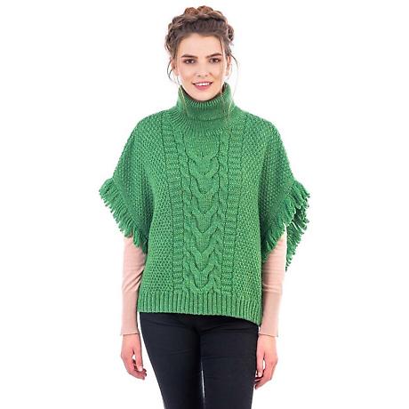 Alternate Image 1 for Irish Shawl | Merino Wool Aran Knit Cowl Neck Ladies Poncho