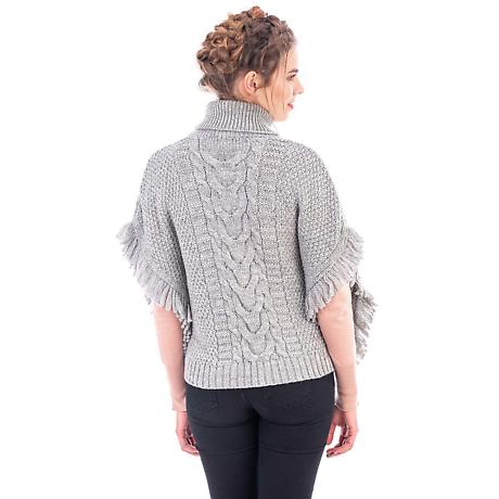 Alternate Image 8 for Irish Shawl | Merino Wool Aran Knit Cowl Neck Ladies Poncho