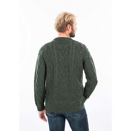 Alternate Image 6 for Irish Sweater | Merino Wool Traditional Aran Knit Crew Neck Mens Sweater