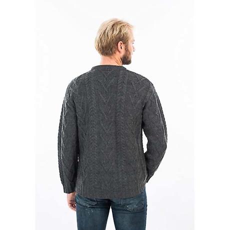 Alternate Image 8 for Irish Sweater | Merino Wool Traditional Aran Knit Crew Neck Mens Sweater