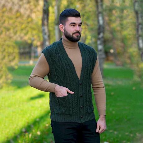 Wool sleeveless cardigan mens cheap