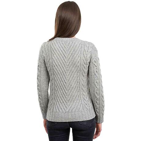 Alternate Image 2 for Irish Sweater | Merino Wool Crew Neck Ribbed Ladies Sweater