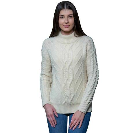 Product Image for Irish Sweater | Merino Wool Turtle Neck Aran Ladies Sweater