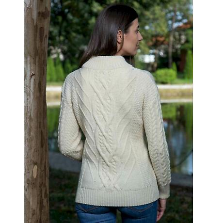 Alternate Image 2 for Irish Sweater | Merino Wool Turtle Neck Aran Ladies Sweater