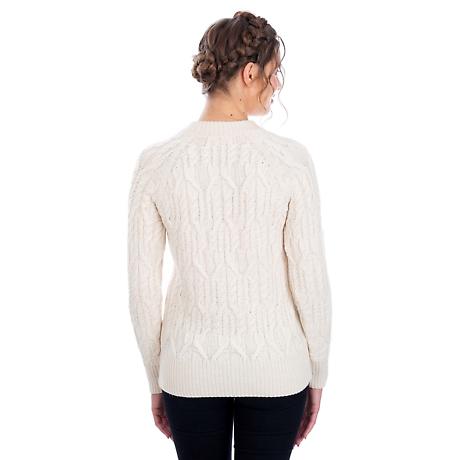 Alternate Image 4 for Irish Sweater | Crew Neck Aran Knit Ladies Sweater