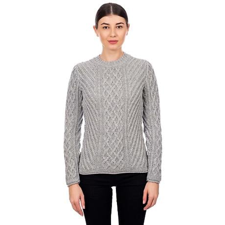 Alternate Image 1 for Irish Sweater | Aran Knit Tunic Ladies Sweater
