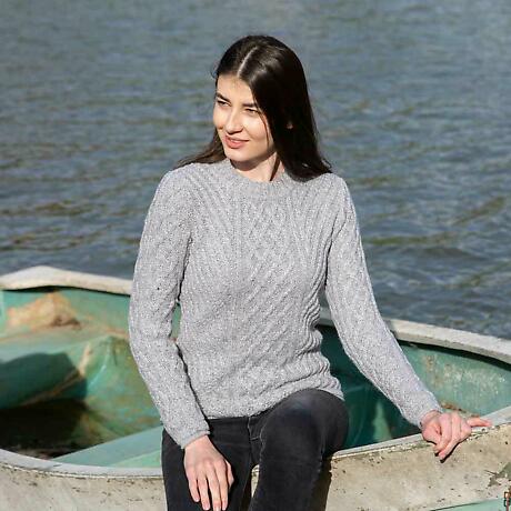 Alternate Image 2 for Irish Sweater | Aran Knit Tunic Ladies Sweater