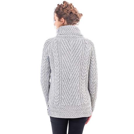 Alternate Image 3 for Irish Sweater | Ribbed Cable Knit Turtleneck Ladies Sweater