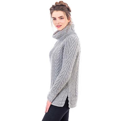 Alternate Image 6 for Irish Sweater | Ribbed Cable Knit Turtleneck Ladies Sweater