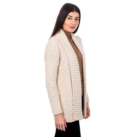 Alternate Image 4 for Irish Cardigan | Open Front Cable Knit Ladies Cardigan