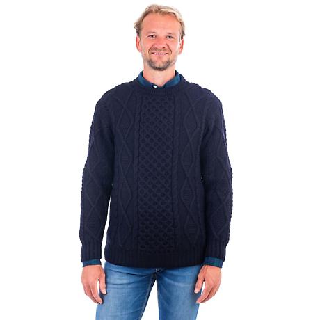 Alternate Image 2 for Irish Sweater | Aran Knit Crew Neck Mens Sweater
