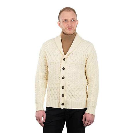 Product Image for Irish Cardigan | Aran Cable Knit Shawl Collar Mens Cardigan