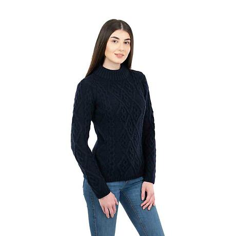 Alternate Image 6 for Irish Sweater | Aran Cable Knit Round Neck Ladies Sweater