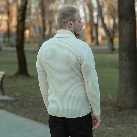 Alternate Image 2 for Irish Sweater | Shawl Collar Fisherman Mens Sweater