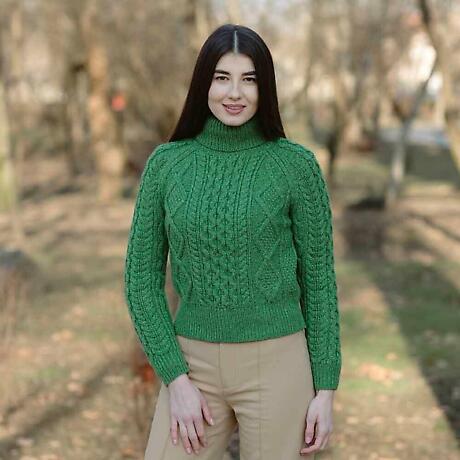Irish Sweater | Cable Knit Turtle Neck Aran Sweater