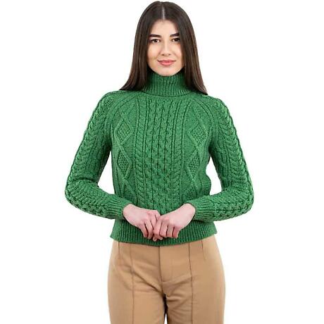 Alternate Image 2 for Irish Sweater | Cable Knit Turtle Neck Aran Sweater
