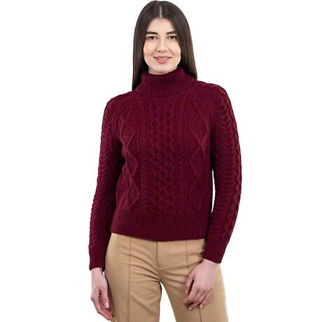 Alternate Image 5 for Irish Sweater | Cable Knit Turtle Neck Aran Sweater