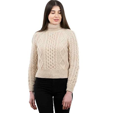 Alternate Image 4 for Irish Sweater | Cable Knit Turtle Neck Aran Sweater