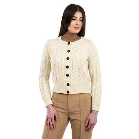Product Image for Irish Cardigan | Ladies Aran Cable Knit Button Cardigan