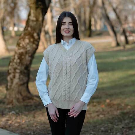 Alternate Image 1 for Irish Sweater | Oversized Aran Cable Knit Vest