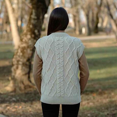 Alternate Image 2 for Irish Sweater | Oversized Aran Cable Knit Vest