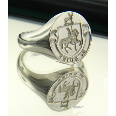 Irish Rings - Sterling Silver Personalized Full Coat of Arms Ring and Wax Seal - Large