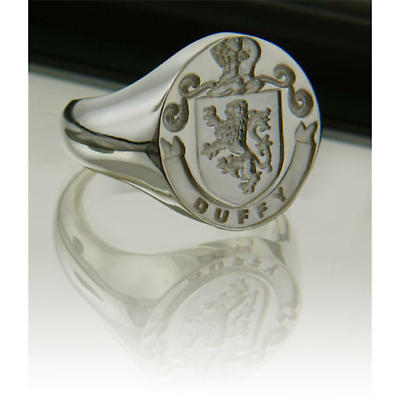 Alternate Image 1 for Irish Rings - Personalized Sterling Silver Coat of Arms and Mantle Ring - Large
