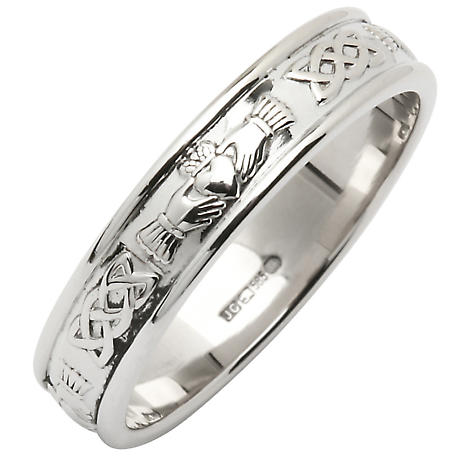 Product Image for Irish Wedding Ring - Ladies Narrow Sterling Silver Corrib Claddagh Wedding Band