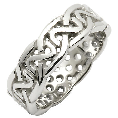 Irish Wedding Ring - Celtic Knot Pierced Sheelin Ladies Wedding Band