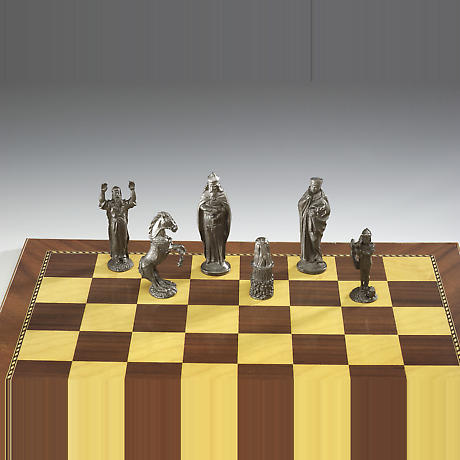 Alternate Image 1 for Irish Pewter Celtic Chess Set & Wooden Board