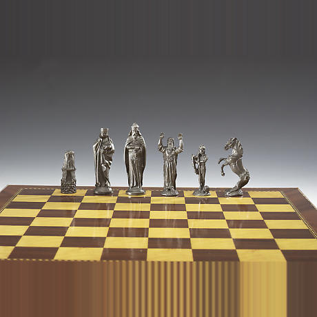 Alternate Image 5 for Irish Pewter Celtic Chess Set & Wooden Board