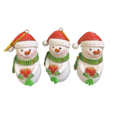 Irish Christmas | Shamrock Snowman Ornament Set of 3