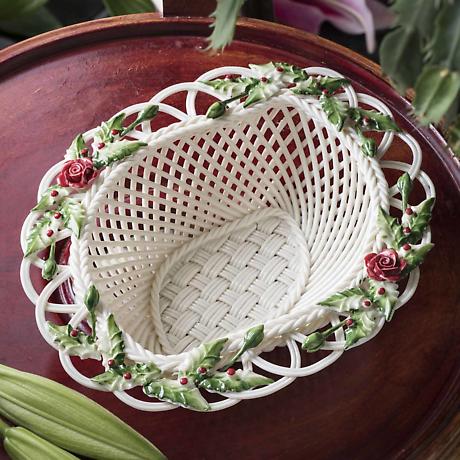 Alternate Image 1 for Belleek Pottery | Irish Living Winter Flowers Basket