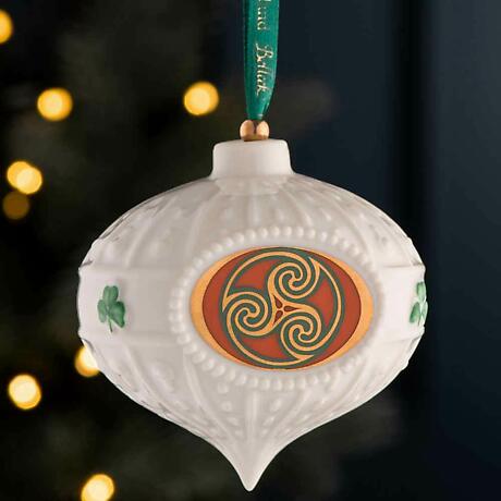 Alternate Image 1 for Irish Christmas | Belleek Pottery Celtic Triskele Ornament