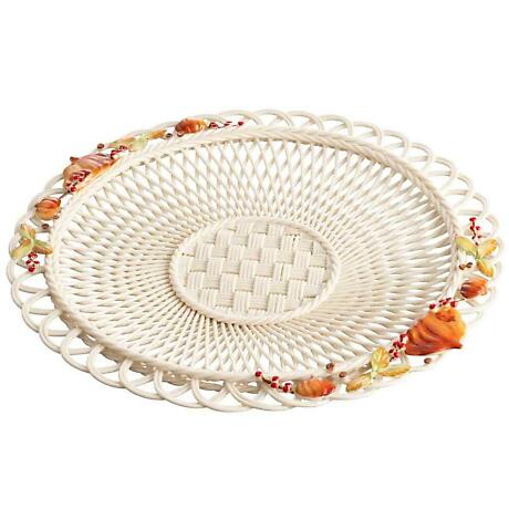Belleek Pottery | Fall Thanksgiving Basketweave Plate