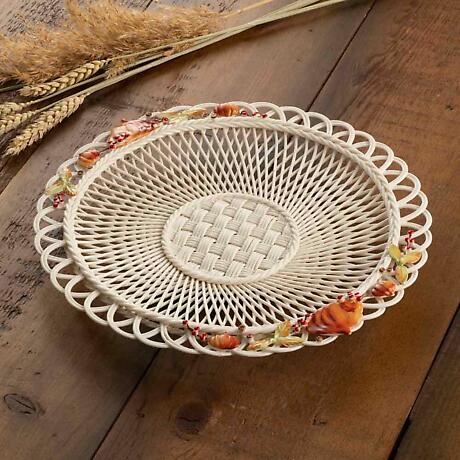 Alternate Image 1 for Belleek Pottery | Fall Thanksgiving Basketweave Plate