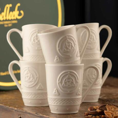 Alternate Image 1 for Belleek Pottery | Irish Celtic Mugs Set of 6 in Hat Box