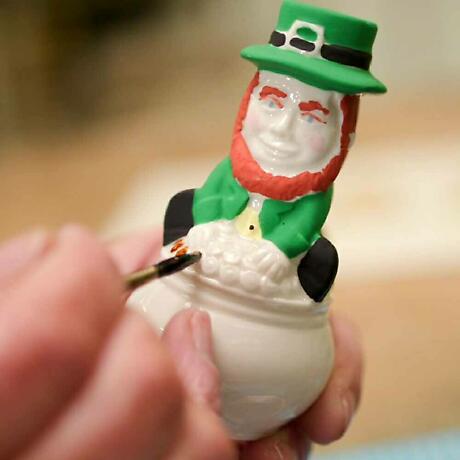 Alternate Image 3 for Irish Christmas | Belleek Leprechaun Pot of Gold Annual Hanging Ornament