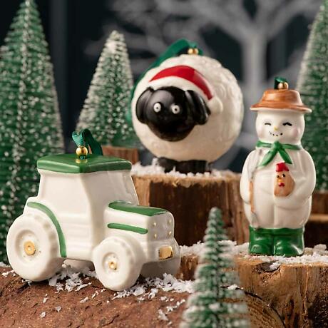 Alternate Image 1 for Irish Christmas | Belleek Farmer Snowman Hanging Ornament