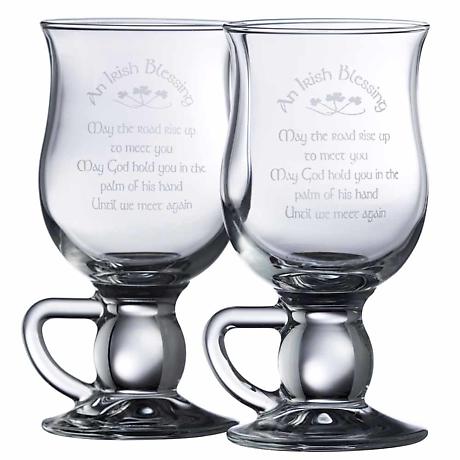 Product Image for Galway Crystal Irish Blessing Latte Glass Mug Pair