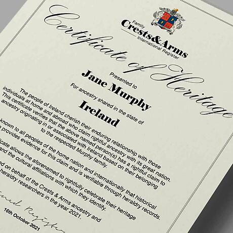 Irish Family Name | Ancestry Certificate of Heritage Parchment