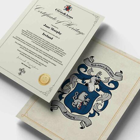 Irish Coat of Arms | Family Crest & Certificate of Heritage Parchment Bundle