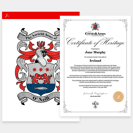 Irish Coat of Arms | Family Crest & Certificate of Heritage Digital Bundle