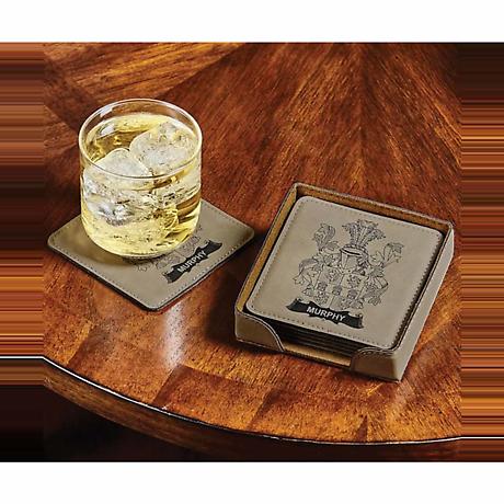 Alternate Image 1 for Irish Coat of Arms Leatherette Family Crest Coasters | Set of 6