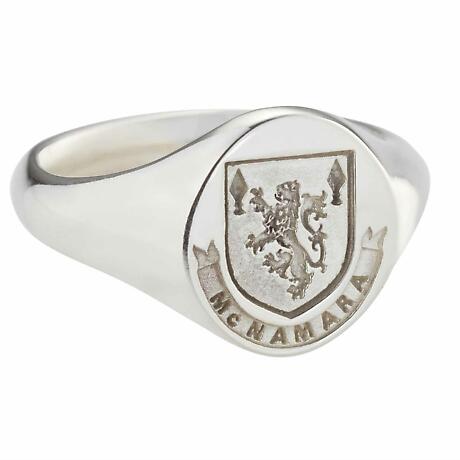 Irish Rings - Personalized Sterling Silver Coat of Arms Ring - Medium