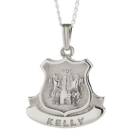 Irish Necklace - Sterling Silver Personalized Coat of Arms Shield Pendant