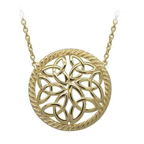 Product Image for Irish Necklace | Gold Plated Sterling Silver Trinity Knot Round Pendant