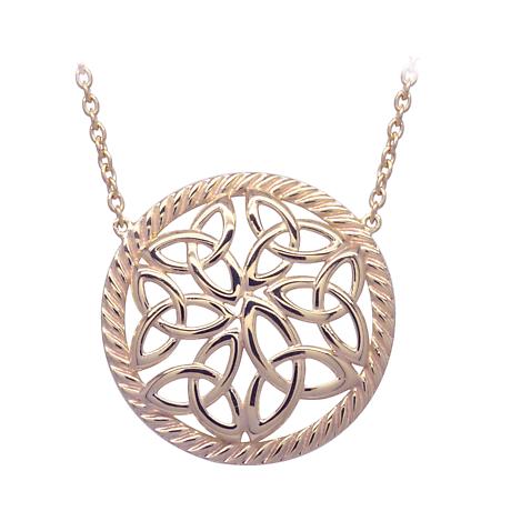 Irish Necklace | Rose Gold Plated Sterling Silver Trinity Knot Round Pendant
