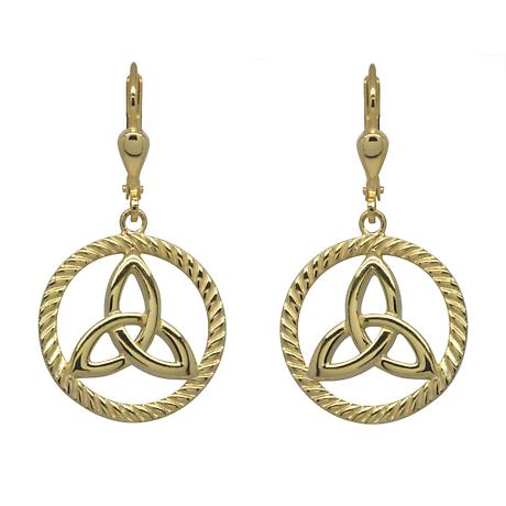 Product Image for Irish Earrings | Gold Plated Sterling Silver Round Trinity Knot Earrings