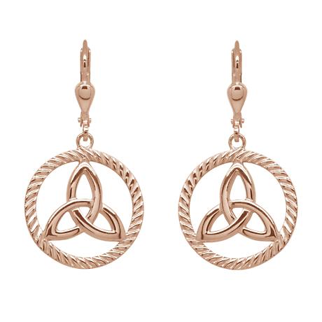 Product Image for Irish Earrings | Rose Gold Plated Sterling Silver Round Trinity Knot Earrings
